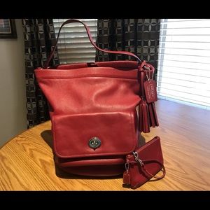 Coach Legacy Archival Red Leather Bucket Handbag